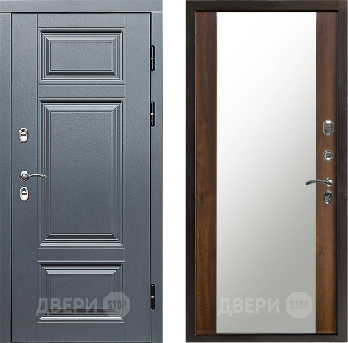 Входная металлическая Дверь Престиж TERMO с терморазрывом Премиум Грэй Зеркало Дуб в Ногинск