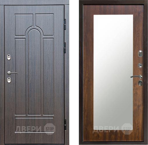 Входная металлическая Дверь Престиж TERMO с терморазрывом Арка Зеркало пастораль Дуб в Ногинск