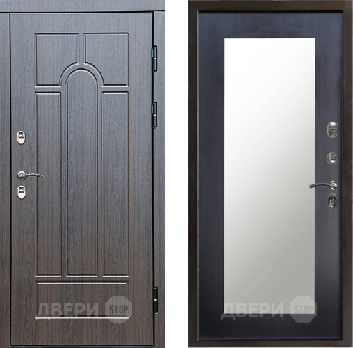 Входная металлическая Дверь Престиж TERMO с терморазрывом Арка Зеркало пастораль Венге в Ногинск