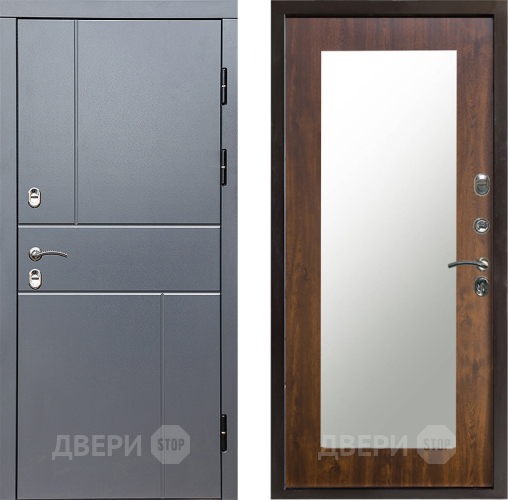 Входная металлическая Дверь Престиж TERMO с терморазрывом Горизонт Грэй Зеркало пастораль Дуб в Ногинск