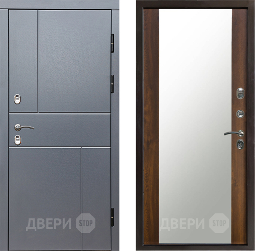 Входная металлическая Дверь Престиж TERMO с терморазрывом Горизонт Грэй Зеркало Дуб в Ногинск