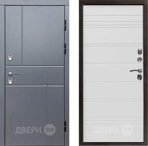Входная металлическая Дверь Престиж TERMO с терморазрывом Горизонт Грэй Line Белый в Ногинск