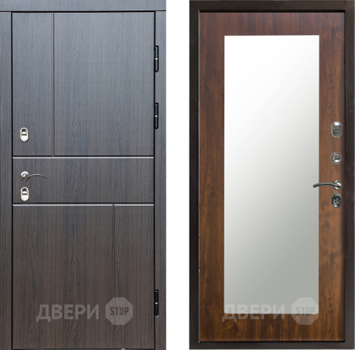 Входная металлическая Дверь Престиж TERMO с терморазрывом Горизонт Венге Зеркало пастораль Дуб в Ногинск