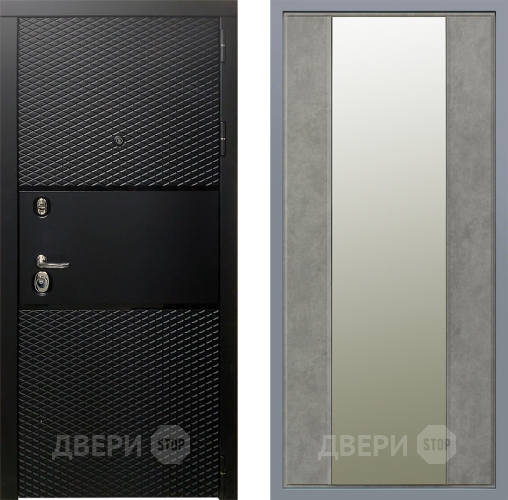 Дверь Заводские двери Тефлон Зеркало Макси Бетон темный в Ногинск