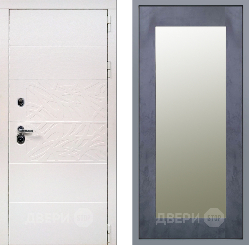 Дверь Заводские двери Дэко Вайт Зеркало Модерн Бетон темный в Ногинск