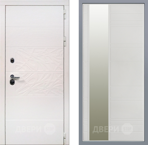 Дверь Заводские двери Дэко Вайт Зеркало Лира Белый софт в Ногинск