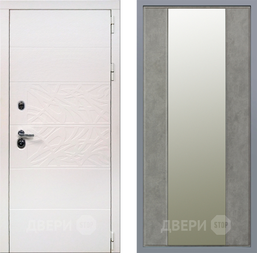 Дверь Заводские двери Дэко Вайт Зеркало Макси Бетон темный в Ногинск