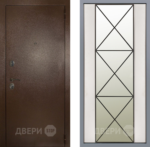 Дверь Заводские двери Эталон 3к антик медь Зеркало Перфекто Структурное дерево в Ногинск