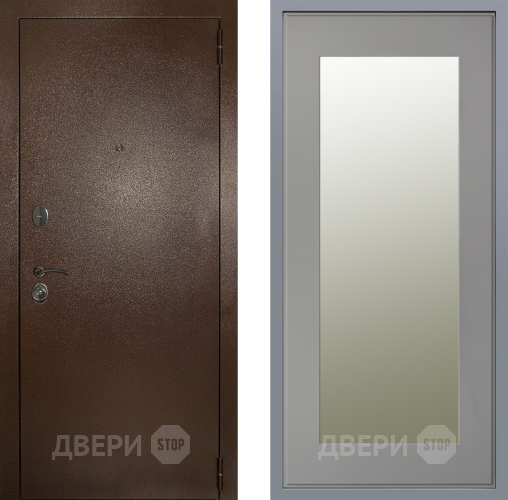Дверь Заводские двери Эталон 3к антик медь Зеркало Модерн Грей софт в Ногинск