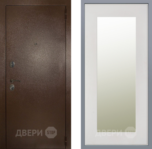 Дверь Заводские двери Эталон 3к антик медь Зеркало Модерн Белый софт в Ногинск
