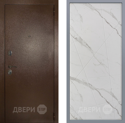 Дверь Заводские двери Эталон 3к антик медь Флитта Мрамор белый в Ногинск