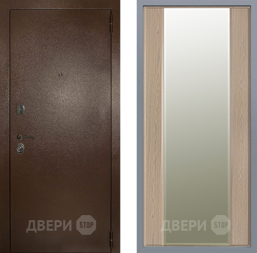 Дверь Заводские двери Эталон 3к антик медь Зеркало Макси Беленый дуб в Ногинск