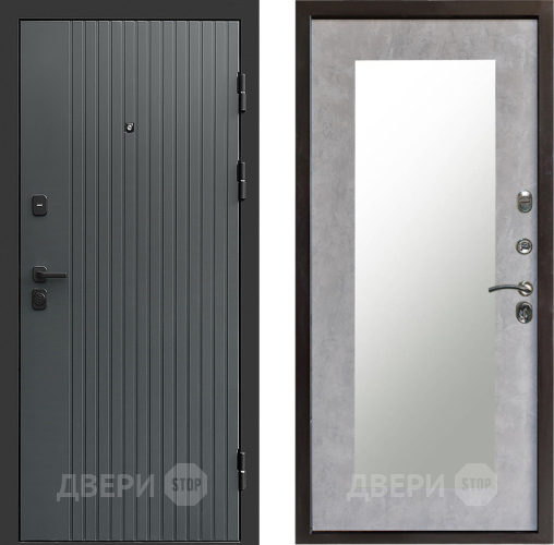 Входная металлическая Дверь Престиж Tvist Grey Зеркло Пастораль Бетон светлый в Ногинск