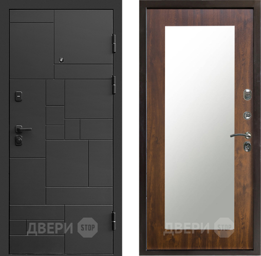 Входная металлическая Дверь Престиж Kvadro Зеркло Пастораль Дуб в Ногинск