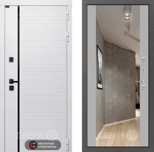 Входная металлическая Дверь Лабиринт (LABIRINT) Royal Зеркало Максимум Грей софт в Ногинск