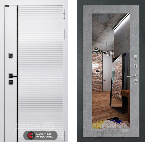 Дверь Лабиринт (LABIRINT) Royal Зеркало 18 Бетон светлый в Ногинск