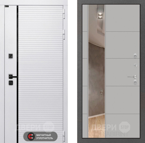 Входная металлическая Дверь Лабиринт (LABIRINT) Royal Зеркало 19 Грей софт в Ногинск