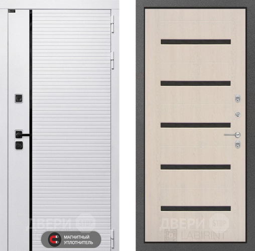 Входная металлическая Дверь Лабиринт (LABIRINT) Royal 01 Беленый дуб в Ногинск