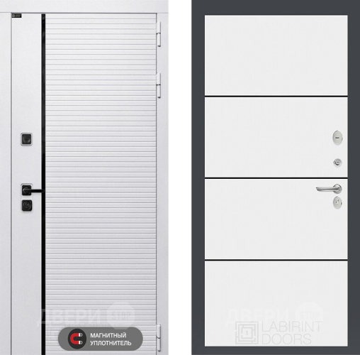 Входная металлическая Дверь Лабиринт (LABIRINT) Royal 25 Белый софт в Ногинск
