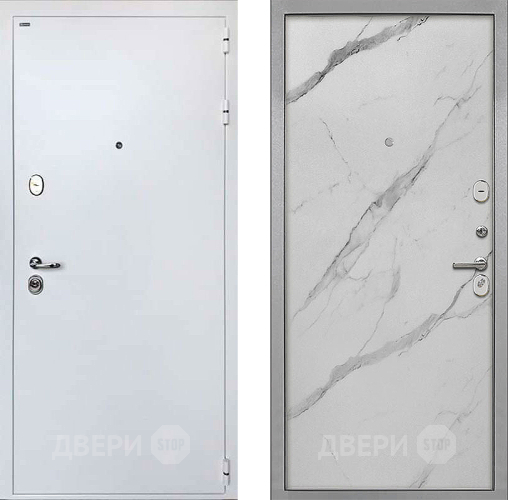 Входная металлическая Дверь Интекрон (INTECRON) Колизей White Гладкая Мрамор натуральный арктик в Ногинск