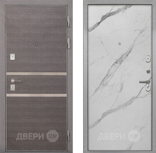 Входная металлическая Дверь Интекрон (INTECRON) Неаполь Гладкая Мрамор натуральный арктик в Ногинск