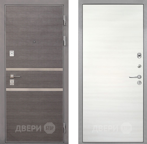 Входная металлическая Дверь Интекрон (INTECRON) Неаполь Гладкая Дуб сильвер поперечный в Ногинск