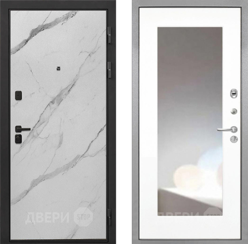 Дверь Интекрон (INTECRON) Профит Black Мрамор Арктик ФЛЗ-120-М Зеркало Белый матовый в Ногинск