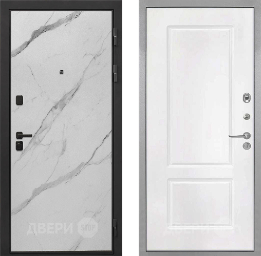 Входная металлическая Дверь Интекрон (INTECRON) Профит Black Мрамор Арктик КВ-2 Белый матовый в Ногинск