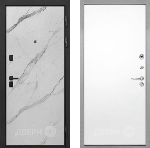 Входная металлическая Дверь Интекрон (INTECRON) Профит Black Мрамор Арктик Гладкая Силк Сноу в Ногинск