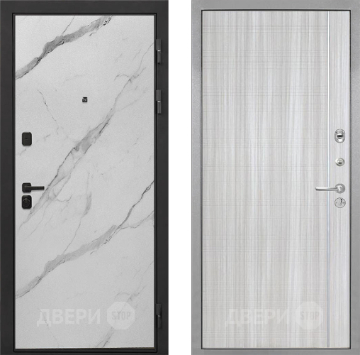 Входная металлическая Дверь Интекрон (INTECRON) Профит Black Мрамор Арктик В-07 с молдингом Сандал белый в Ногинск