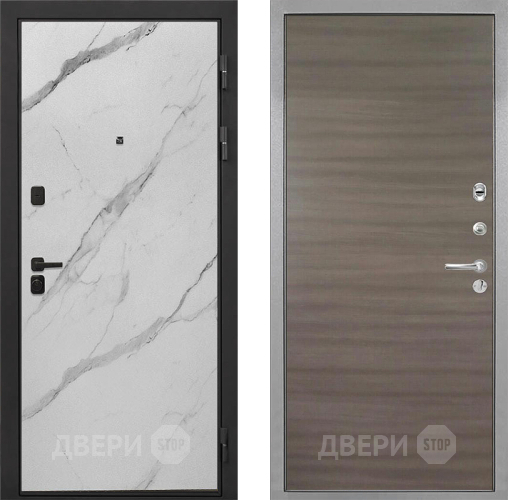 Входная металлическая Дверь Интекрон (INTECRON) Профит Black Мрамор Арктик Гладкая Дуб тоскано поперечный в Ногинск
