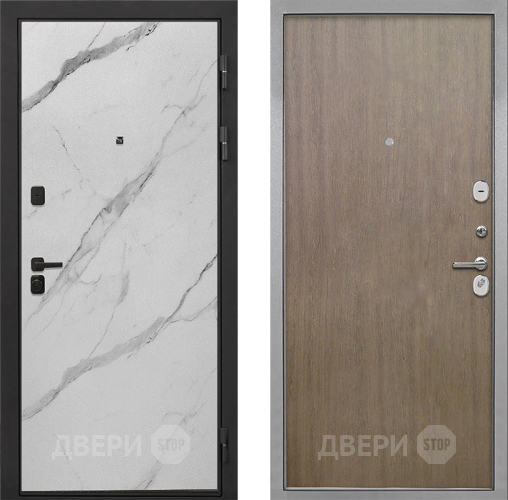 Входная металлическая Дверь Интекрон (INTECRON) Профит Black Мрамор Арктик Гладкая шпон Венге коричневый в Ногинск