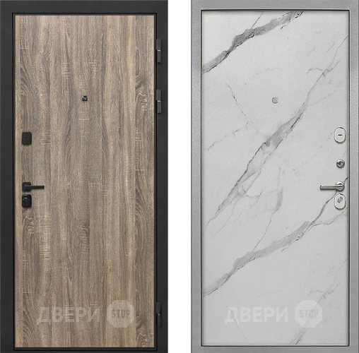 Входная металлическая Дверь Интекрон (INTECRON) Профит Black Дуб Турин Гладкая Мрамор натуральный арктик в Ногинск