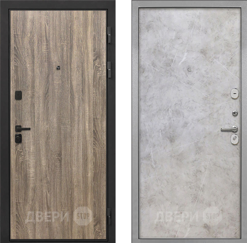 Входная металлическая Дверь Интекрон (INTECRON) Профит Black Дуб Турин Гладкая Мрамор светлый в Ногинск