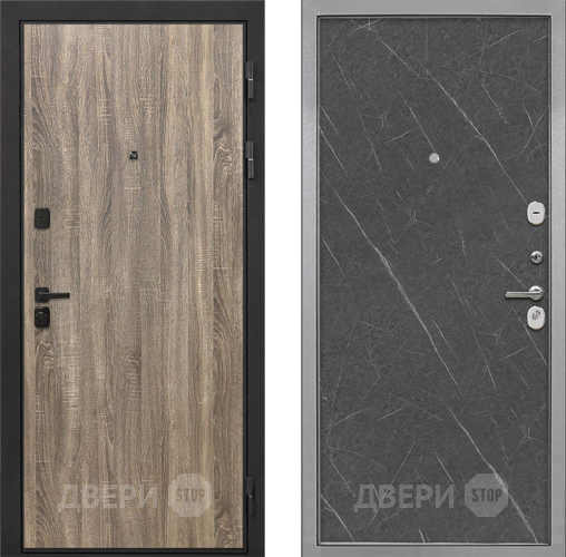 Входная металлическая Дверь Интекрон (INTECRON) Профит Black Дуб Турин Гладкая Гранит лава оникс в Ногинск