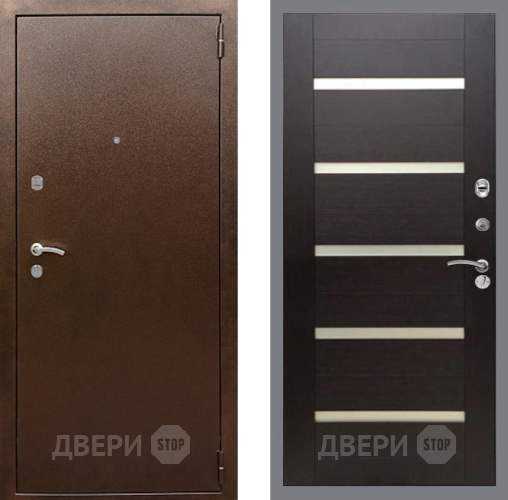Входная металлическая Дверь Рекс (REX) 1А Медный Антик СБ-14 стекло белое венге поперечный в Ногинск