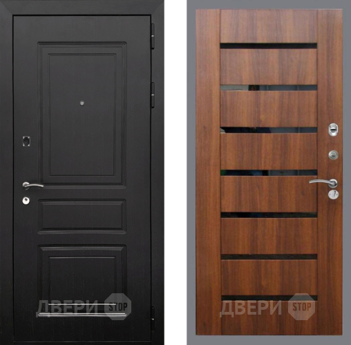 Входная металлическая Дверь Рекс (REX) 6 Венге СБ-14 стекло черное Орех бренди в Ногинск