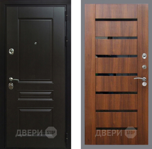 Входная металлическая Дверь Рекс (REX) Премиум-Н СБ-14 стекло черное Орех бренди в Ногинск