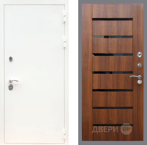 Входная металлическая Дверь Рекс (REX) 5 Белая Шагрень СБ-14 стекло черное Орех бренди в Ногинск