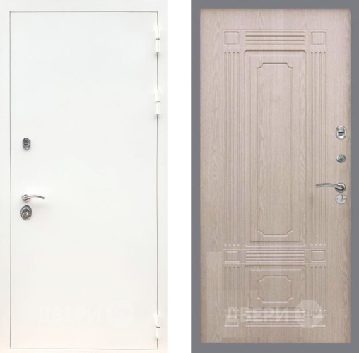 Входная металлическая Дверь Рекс (REX) 5 Белая Шагрень FL-2 Беленый дуб в Ногинск