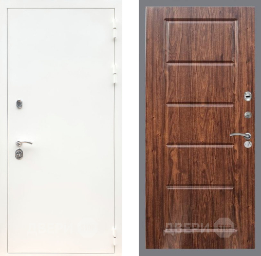 Входная металлическая Дверь Рекс (REX) 5 Белая Шагрень FL-39 орех тисненый в Ногинск