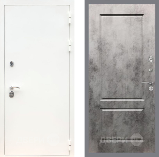 Входная металлическая Дверь Рекс (REX) 5 Белая Шагрень FL-117 Бетон темный в Ногинск
