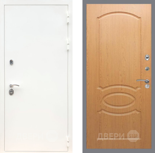 Входная металлическая Дверь Рекс (REX) 5 Белая Шагрень FL-128 Дуб в Ногинск