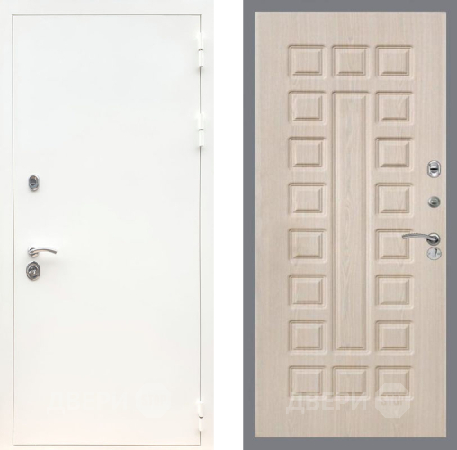 Входная металлическая Дверь Рекс (REX) 5 Белая Шагрень FL-183 Беленый дуб в Ногинск