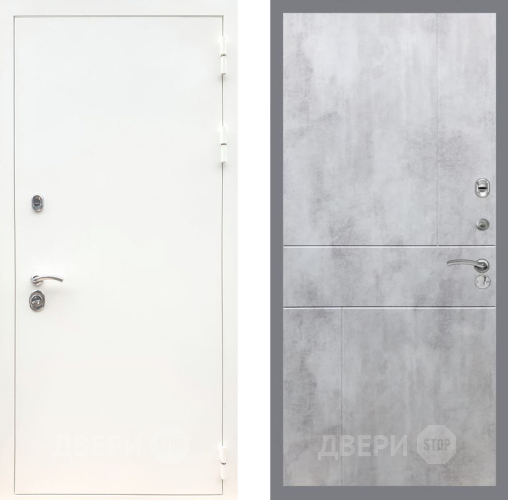 Входная металлическая Дверь Рекс (REX) 5 Белая Шагрень FL-290 Бетон светлый в Ногинск