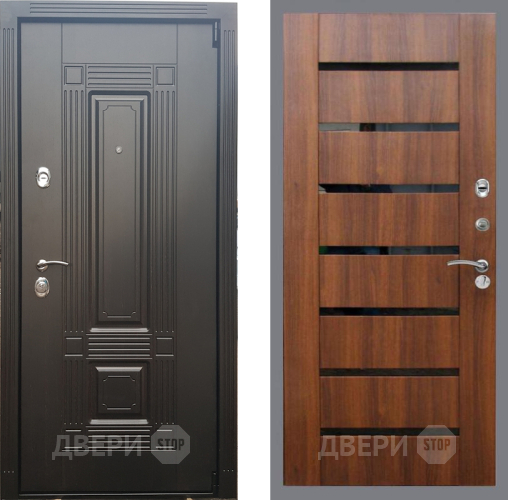 Входная металлическая Дверь Рекс (REX) 9 СБ-14 стекло черное Орех бренди в Ногинск