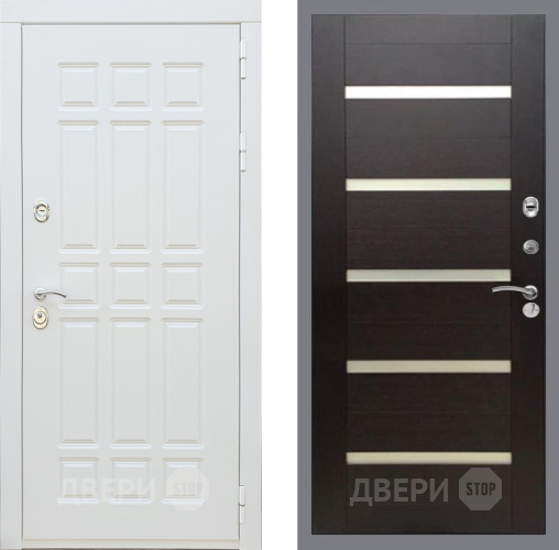 Входная металлическая Дверь Рекс (REX) 8 Силк Сноу СБ-14 стекло белое венге поперечный в Ногинск