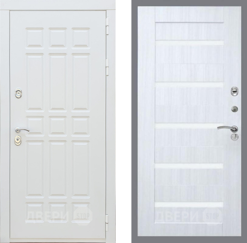 Входная металлическая Дверь Рекс (REX) 8 Силк Сноу СБ-14 стекло белое Сандал белый в Ногинск