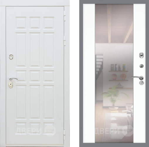 Входная металлическая Дверь Рекс (REX) 8 Силк Сноу СБ-16 Зеркало Силк Сноу в Ногинск