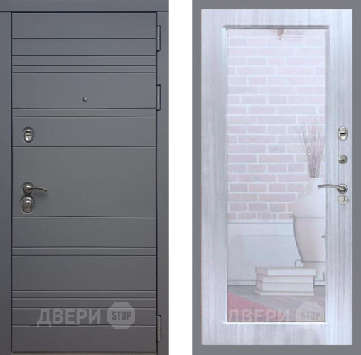 Дверь Рекс (REX) 14 силк титан Зеркало Пастораль Сандал белый в Ногинск